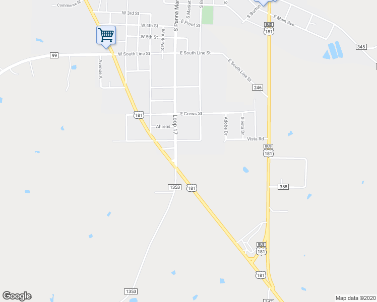 map of restaurants, bars, coffee shops, grocery stores, and more near 905 South Panna Maria Avenue in Karnes City