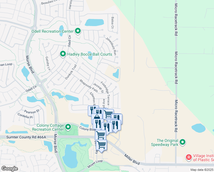 map of restaurants, bars, coffee shops, grocery stores, and more near 2542 Links Court in The Villages