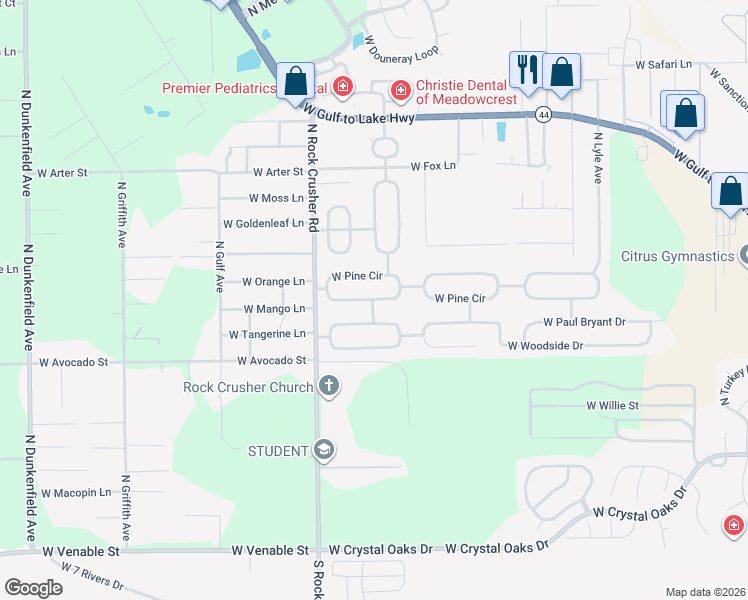 map of restaurants, bars, coffee shops, grocery stores, and more near 6094 West Pine Circle in Crystal River