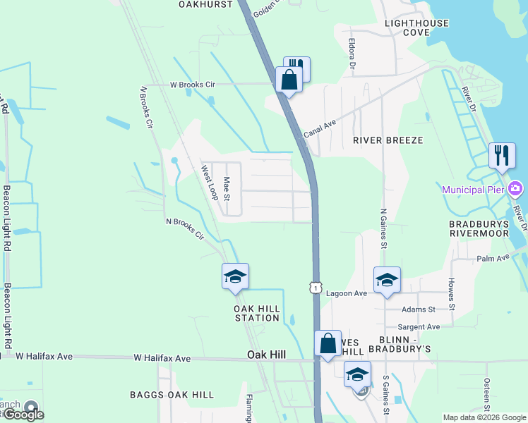 map of restaurants, bars, coffee shops, grocery stores, and more near 145 Hann Street in Oak Hill