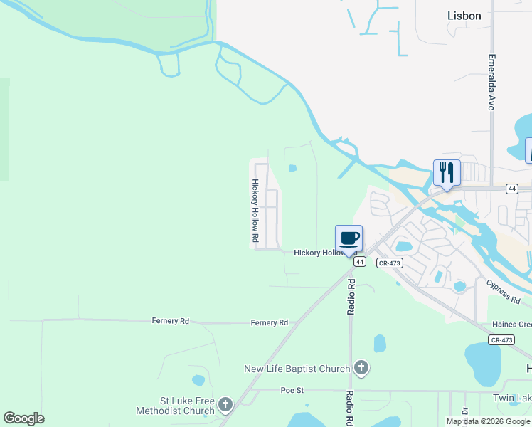 map of restaurants, bars, coffee shops, grocery stores, and more near 9705 Hickory Hollow Road in Leesburg