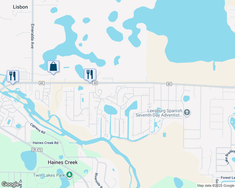 map of restaurants, bars, coffee shops, grocery stores, and more near 128 Highland Drive in Leesburg