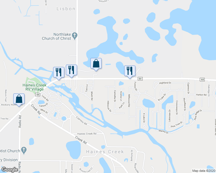 map of restaurants, bars, coffee shops, grocery stores, and more near 110 Poinsettia Drive in Leesburg
