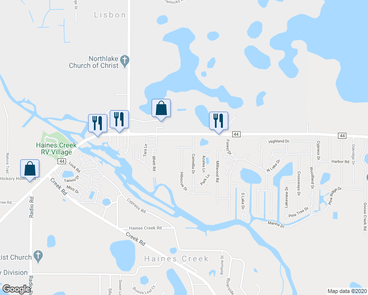 map of restaurants, bars, coffee shops, grocery stores, and more near 129 Poinsettia Drive in Leesburg