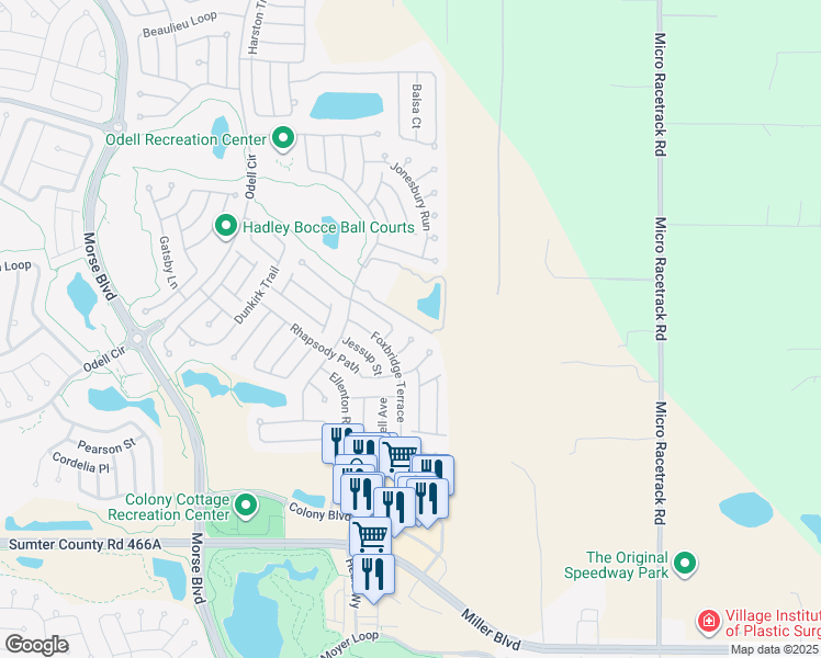 map of restaurants, bars, coffee shops, grocery stores, and more near 2542 Links Court in The Villages