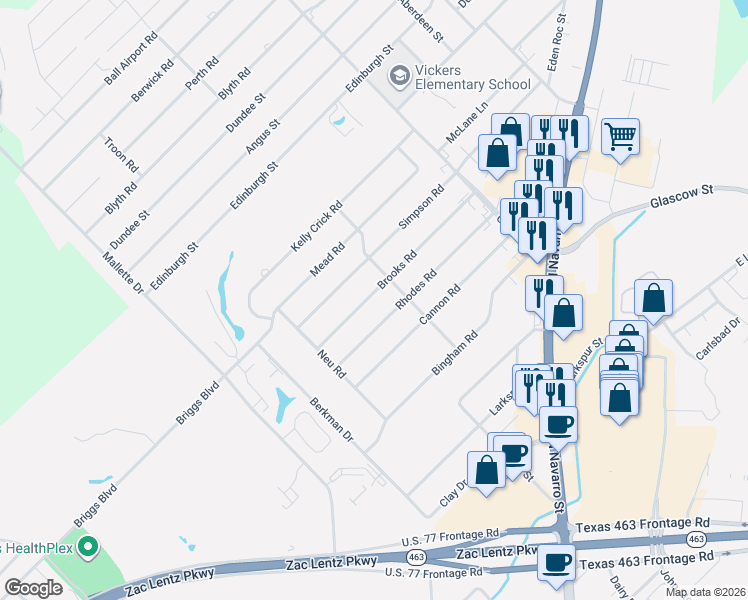 map of restaurants, bars, coffee shops, grocery stores, and more near 305 Brooks Road in Victoria