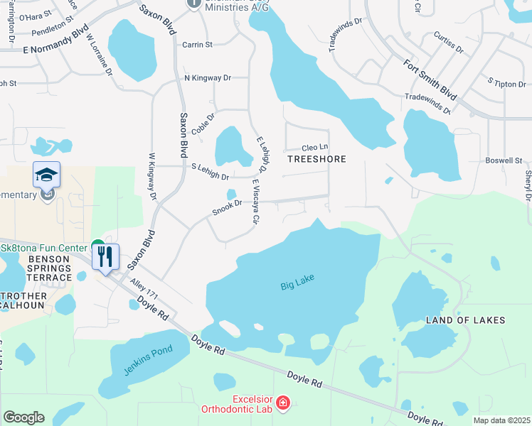 map of restaurants, bars, coffee shops, grocery stores, and more near 401 East Viscaya Circle in Deltona