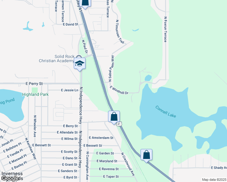 map of restaurants, bars, coffee shops, grocery stores, and more near 4550 East Windmill Drive in Inverness