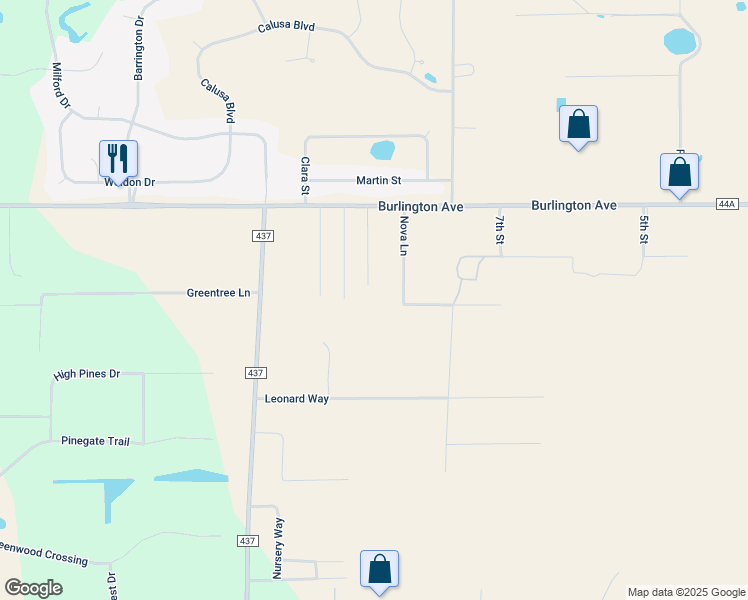 map of restaurants, bars, coffee shops, grocery stores, and more near 36010 Kalamazoo Drive in Eustis
