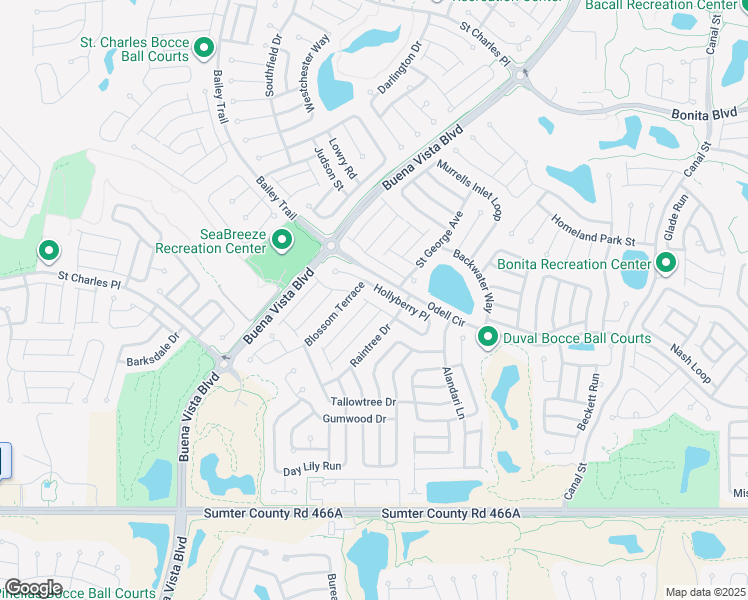 map of restaurants, bars, coffee shops, grocery stores, and more near 1520 Hollyberry Place in The Villages