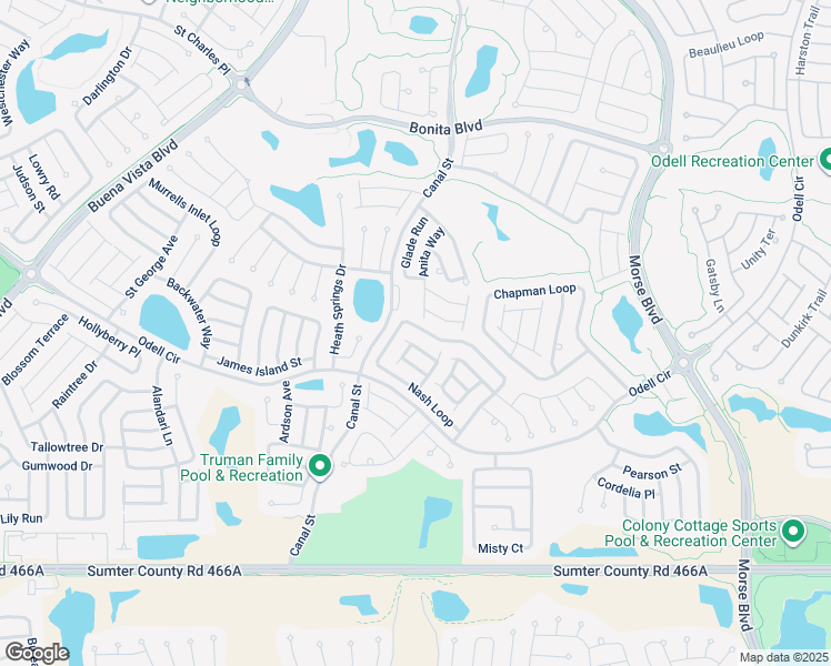 map of restaurants, bars, coffee shops, grocery stores, and more near 1037 Nash Loop in The Villages