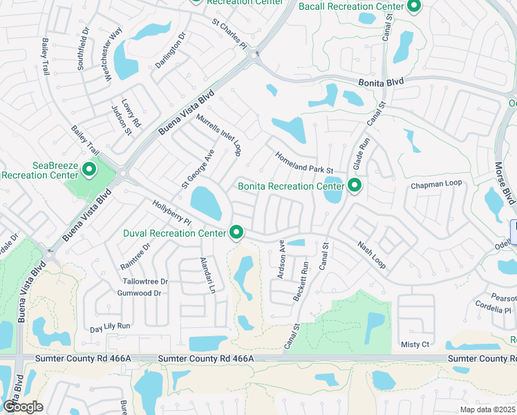 map of restaurants, bars, coffee shops, grocery stores, and more near 2483 Little Mountain Loop in The Villages