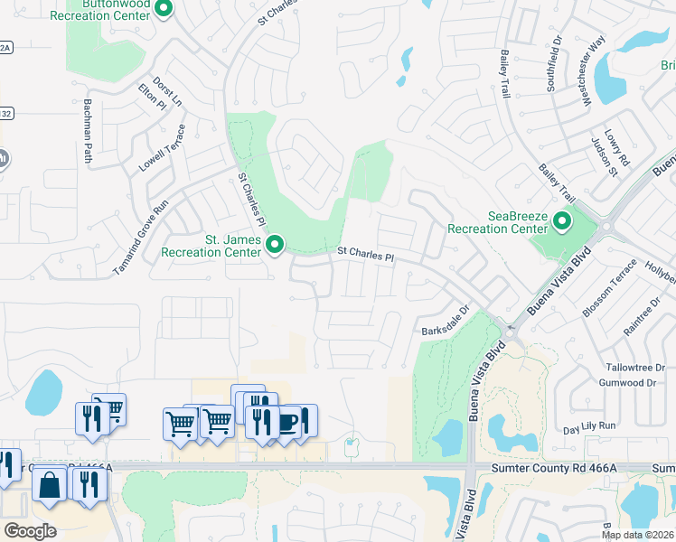 map of restaurants, bars, coffee shops, grocery stores, and more near 2469 Ashville Avenue in The Villages