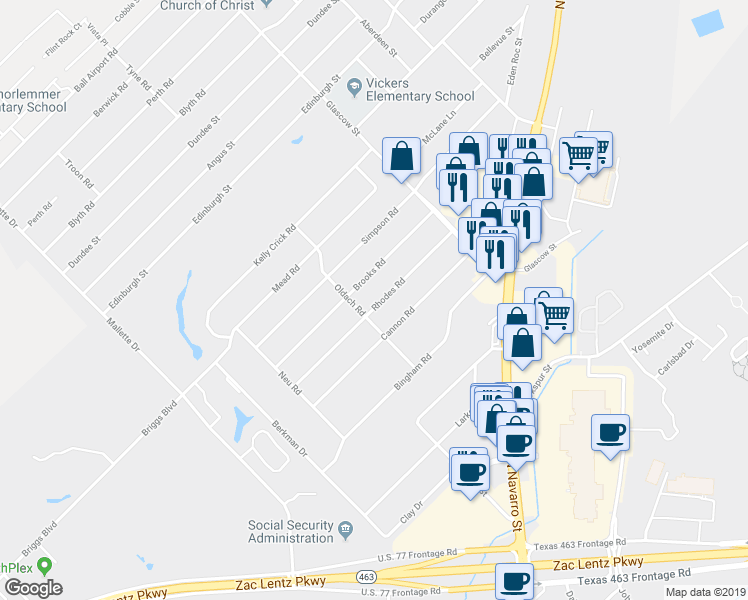 map of restaurants, bars, coffee shops, grocery stores, and more near 403 Rhodes Road in Victoria