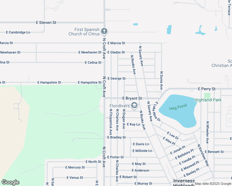 map of restaurants, bars, coffee shops, grocery stores, and more near 740 North Charles Avenue in Inverness