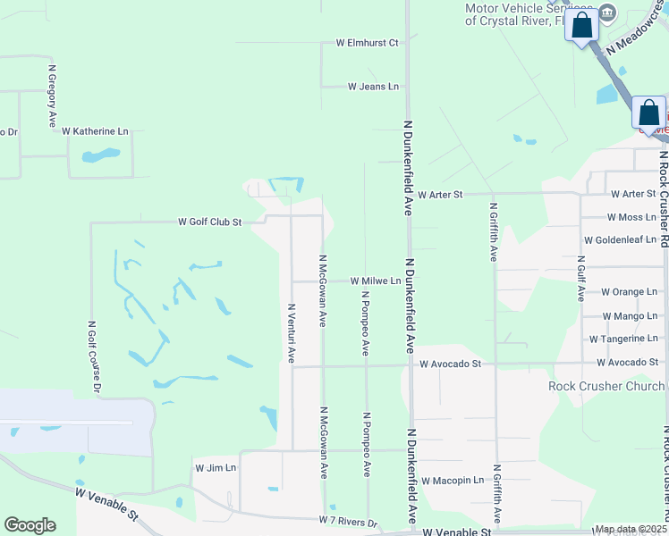 map of restaurants, bars, coffee shops, grocery stores, and more near 737 North McGowan Avenue in Crystal River