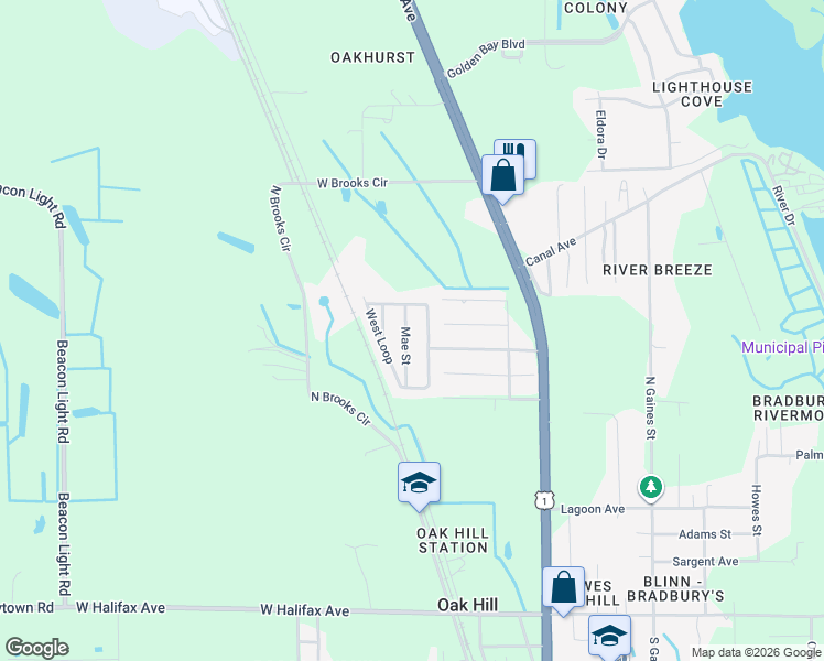 map of restaurants, bars, coffee shops, grocery stores, and more near 113 West Loop in Oak Hill