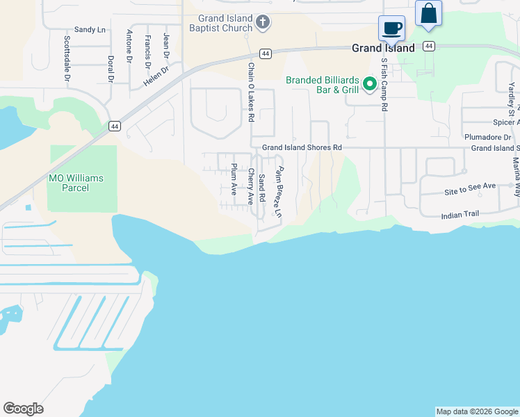 map of restaurants, bars, coffee shops, grocery stores, and more near 35952 Sand Road in Grand Island