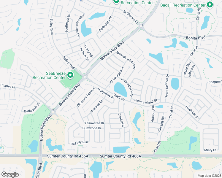 map of restaurants, bars, coffee shops, grocery stores, and more near 1424 Privateer Way in The Villages