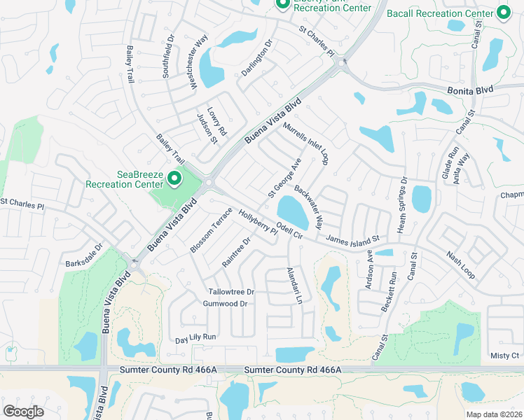 map of restaurants, bars, coffee shops, grocery stores, and more near 1424 Privateer Way in The Villages