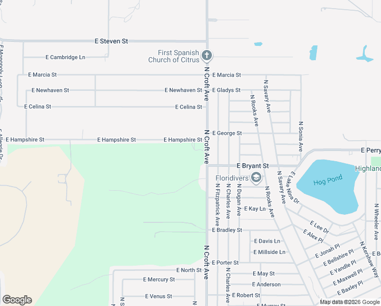 map of restaurants, bars, coffee shops, grocery stores, and more near 2816 East Hampshire Street in Inverness
