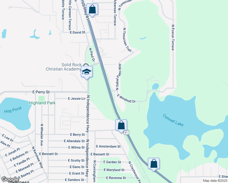 map of restaurants, bars, coffee shops, grocery stores, and more near 4550 East Windmill Drive in Inverness