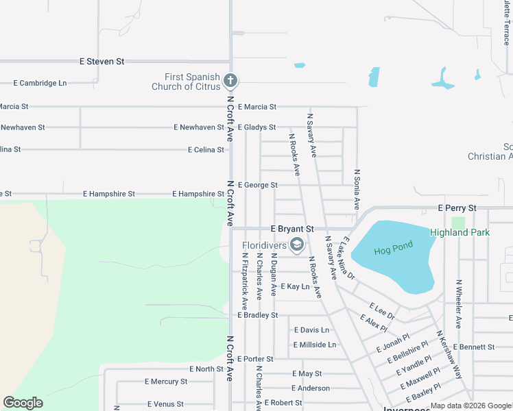 map of restaurants, bars, coffee shops, grocery stores, and more near 788 North Charles Avenue in Inverness