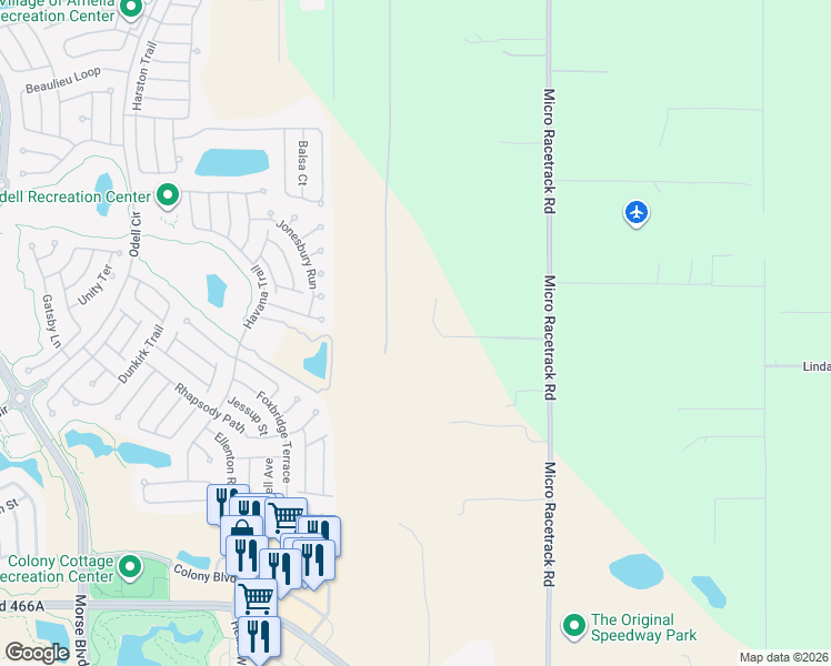 map of restaurants, bars, coffee shops, grocery stores, and more near 36131 Micro Racetrack Road in Fruitland Park