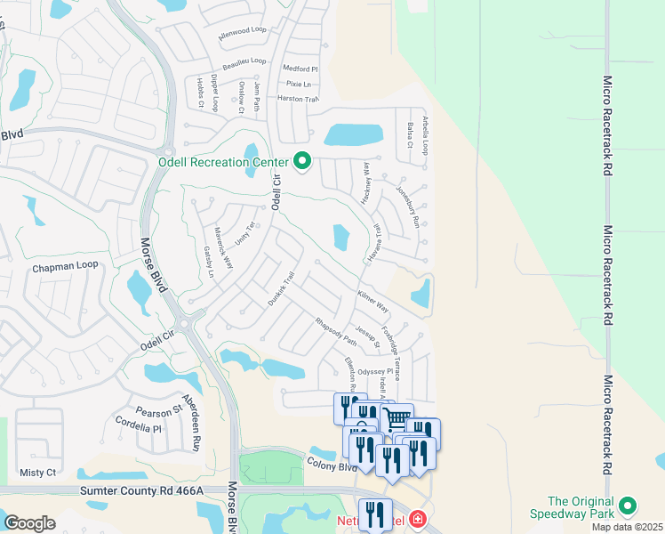 map of restaurants, bars, coffee shops, grocery stores, and more near 443 Kilmer Way in The Villages
