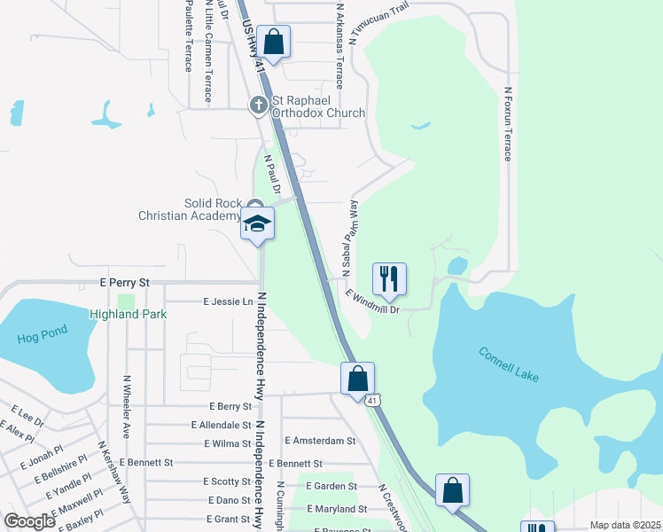 map of restaurants, bars, coffee shops, grocery stores, and more near 849 North Rembrandt Way in Inverness