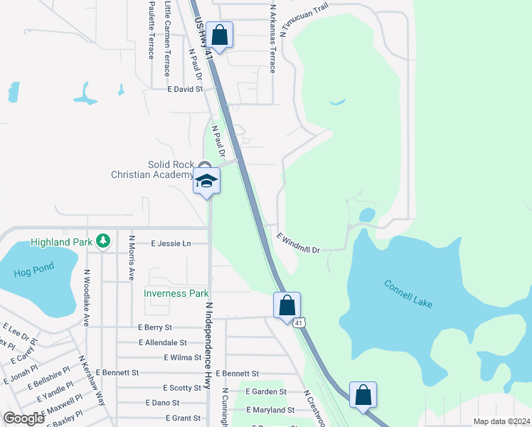 map of restaurants, bars, coffee shops, grocery stores, and more near 849 North Rembrandt Way in Inverness