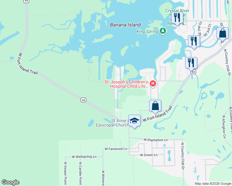 map of restaurants, bars, coffee shops, grocery stores, and more near 928 North Michael Brunn Point in Crystal River