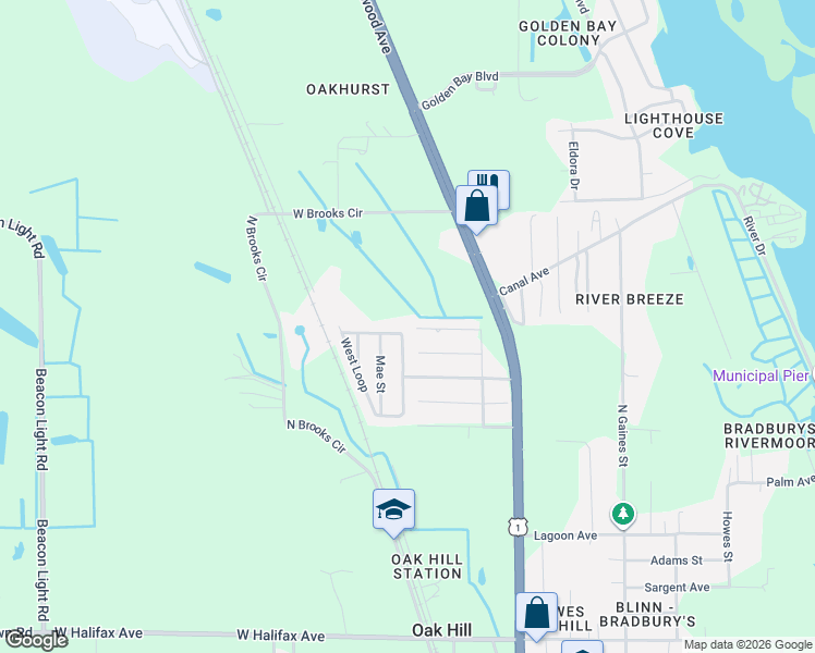 map of restaurants, bars, coffee shops, grocery stores, and more near 123 West Loop in Oak Hill