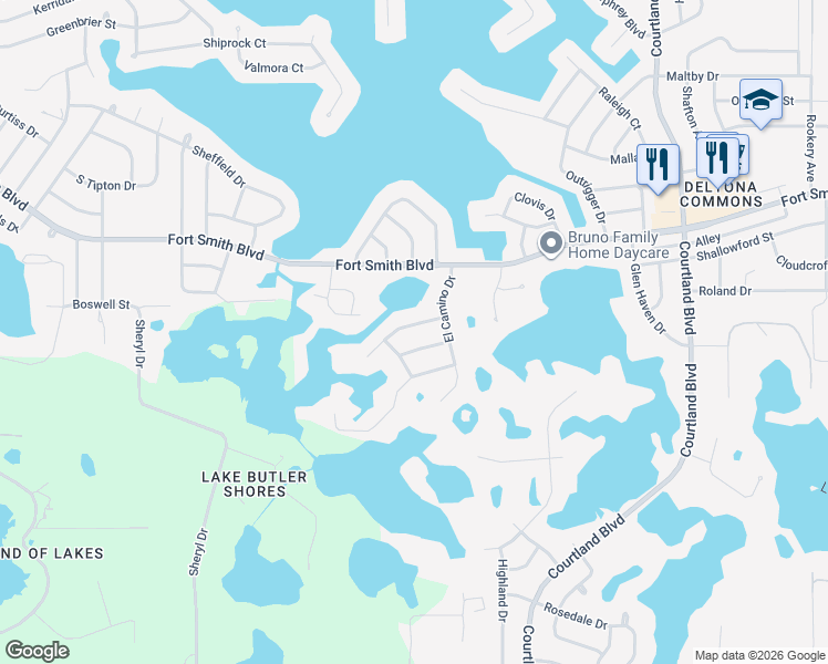 map of restaurants, bars, coffee shops, grocery stores, and more near 2775 Augustine Court in Deltona