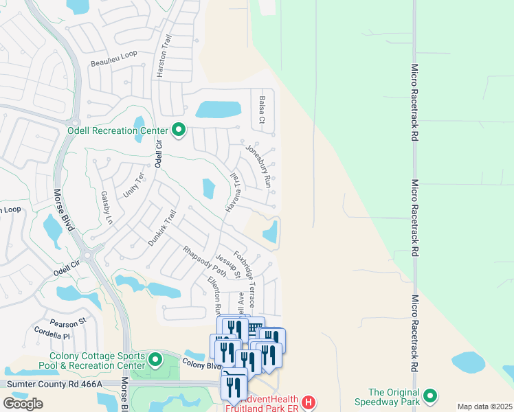 map of restaurants, bars, coffee shops, grocery stores, and more near 284 Lawthorn Street in The Villages
