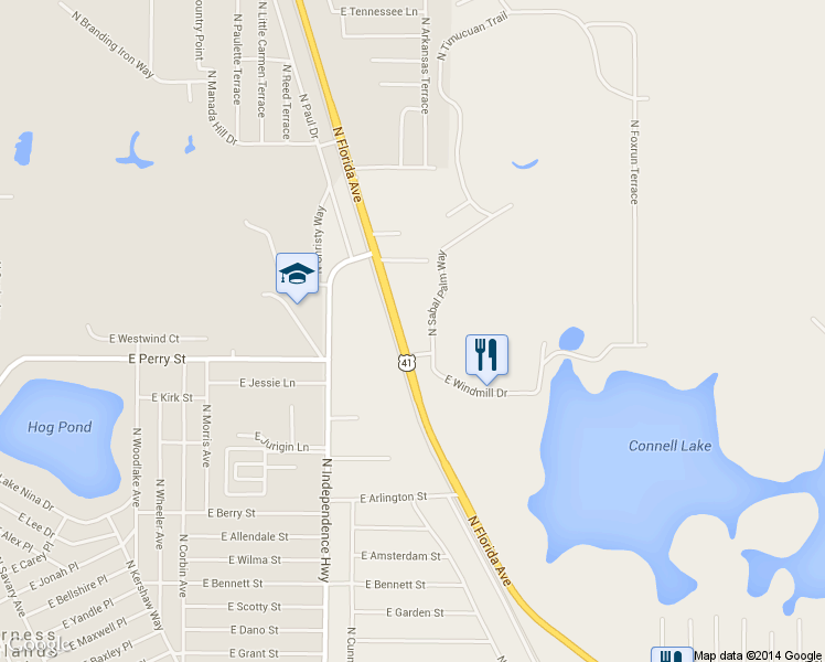 map of restaurants, bars, coffee shops, grocery stores, and more near 849 North Rembrandt Way in Inverness