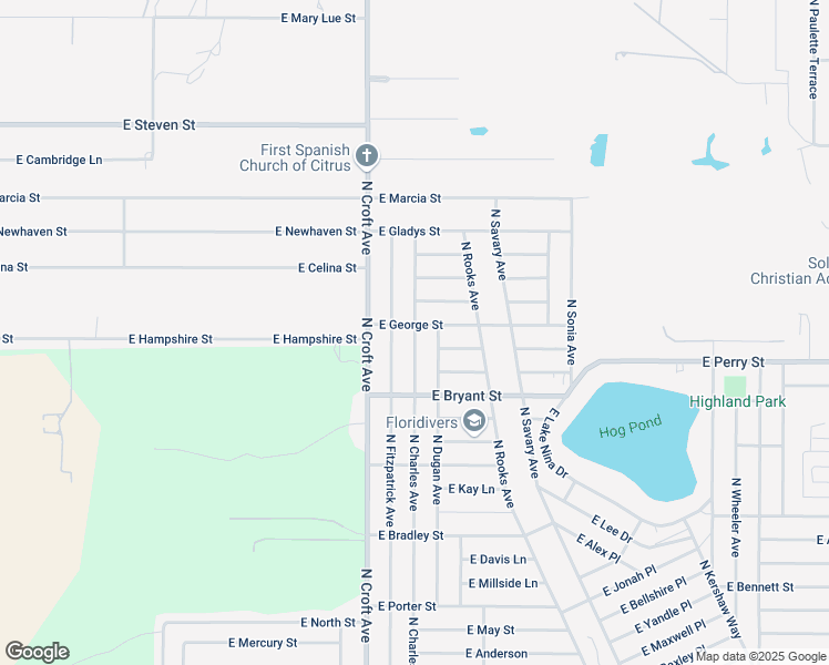 map of restaurants, bars, coffee shops, grocery stores, and more near 844 North Charles Avenue in Inverness