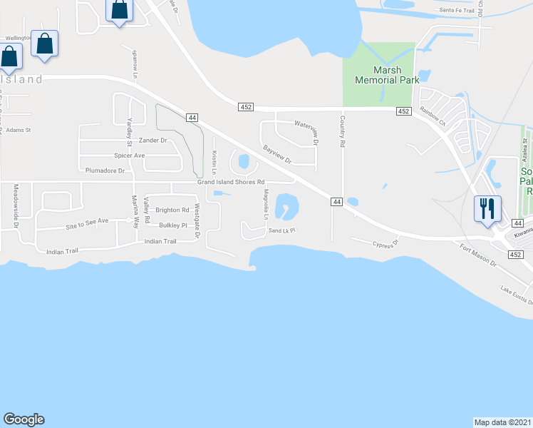 map of restaurants, bars, coffee shops, grocery stores, and more near 116 Magnolia Lane in Eustis