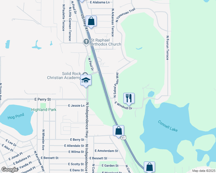 map of restaurants, bars, coffee shops, grocery stores, and more near 861 North Florida Avenue in Inverness