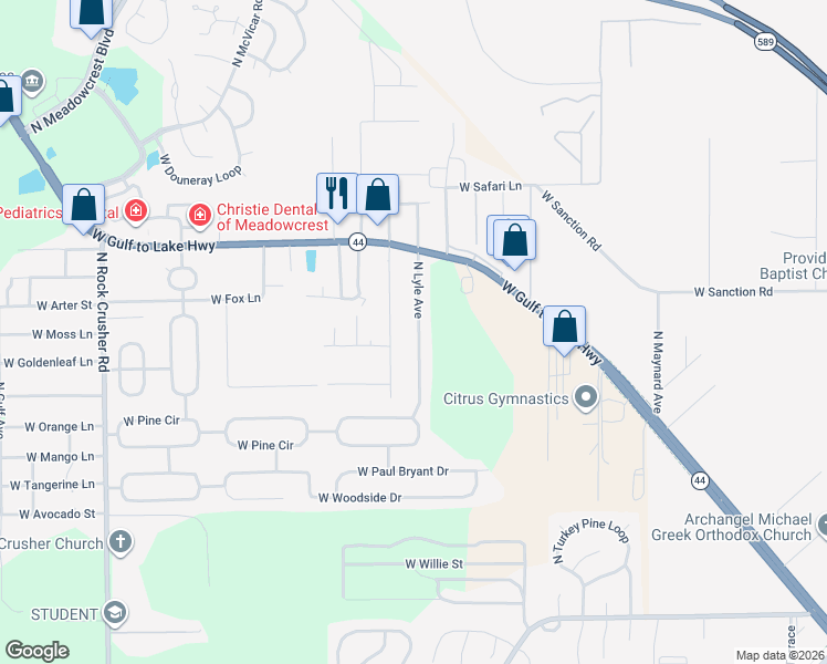 map of restaurants, bars, coffee shops, grocery stores, and more near 920 North Lyle Avenue in Crystal River