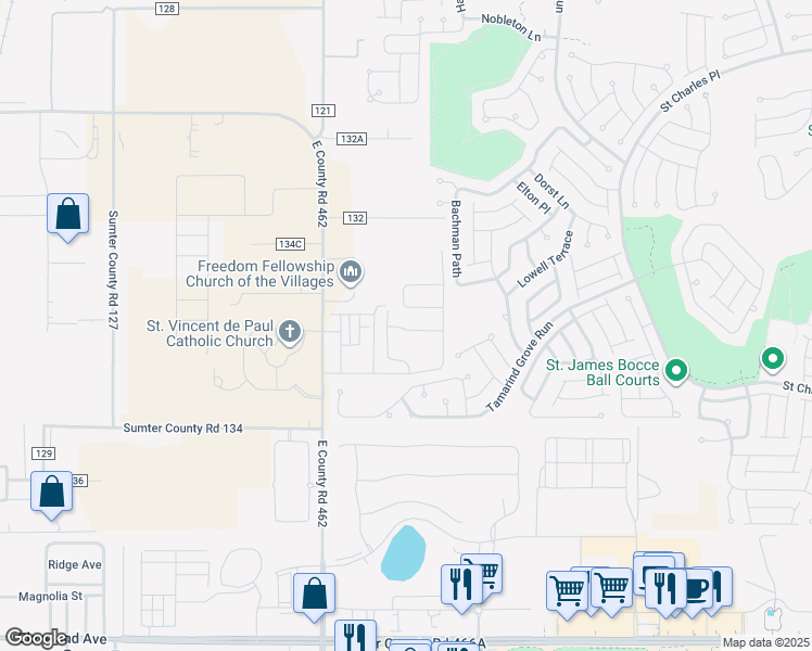 map of restaurants, bars, coffee shops, grocery stores, and more near 5240 Northeast 81st Boulevard in Wildwood
