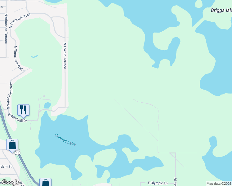 map of restaurants, bars, coffee shops, grocery stores, and more near North Twin Lakes Drive in Inverness