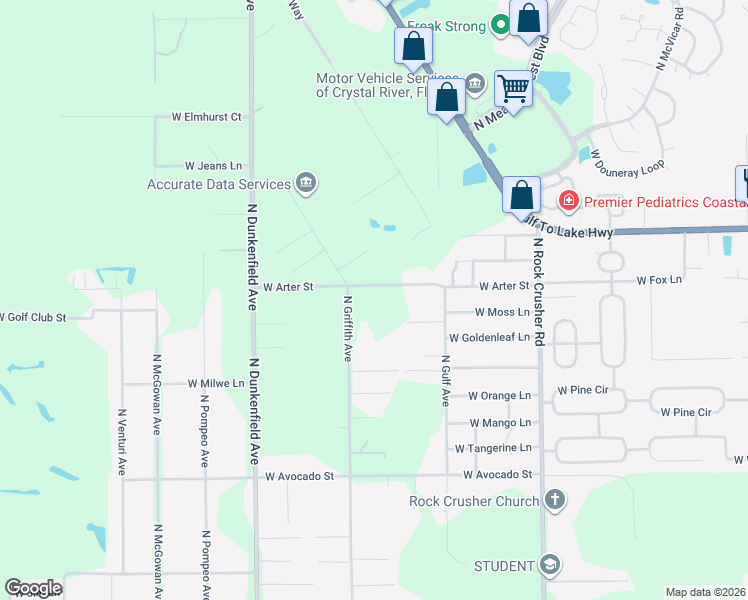 map of restaurants, bars, coffee shops, grocery stores, and more near 963 North Griffith Avenue in Crystal River