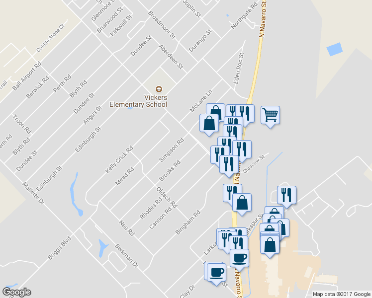 map of restaurants, bars, coffee shops, grocery stores, and more near 605 Brooks Road in Victoria