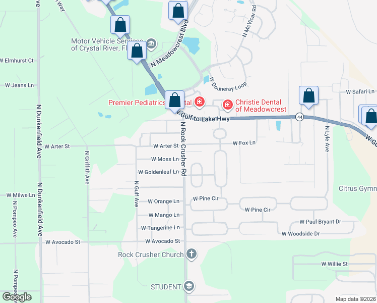 map of restaurants, bars, coffee shops, grocery stores, and more near 6179 West Glen Robbin Court in Crystal River