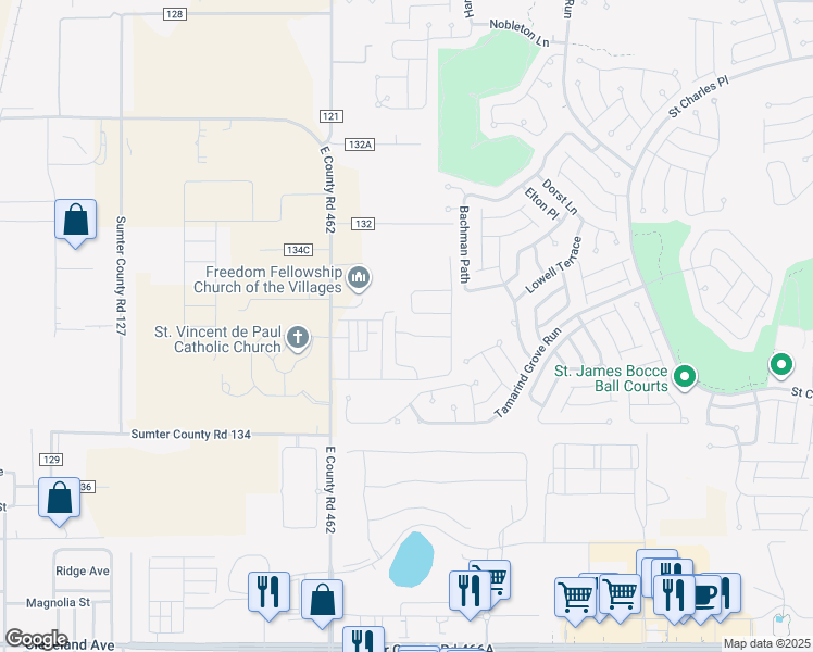 map of restaurants, bars, coffee shops, grocery stores, and more near 5240 Northeast 81st Boulevard in Wildwood