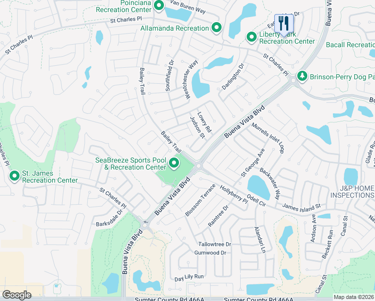 map of restaurants, bars, coffee shops, grocery stores, and more near 1349 Abercrombie Way in The Villages