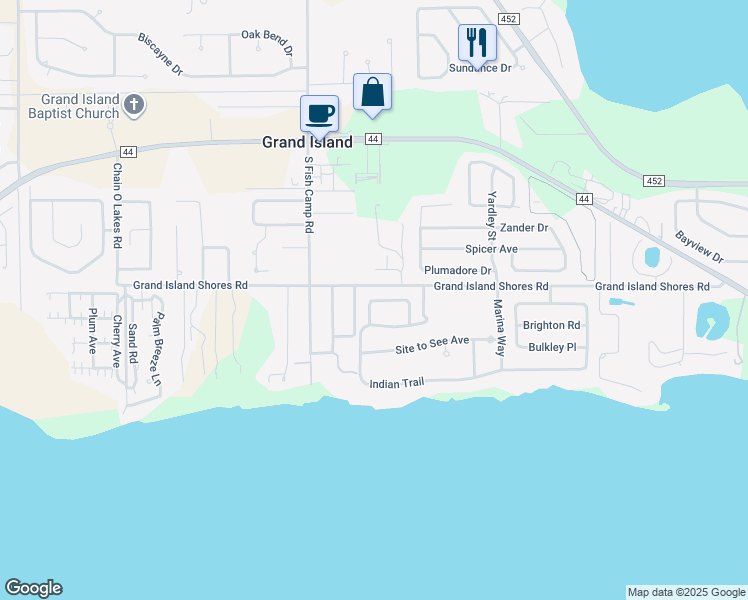 map of restaurants, bars, coffee shops, grocery stores, and more near 3530 Hunters Trail Circle in Eustis
