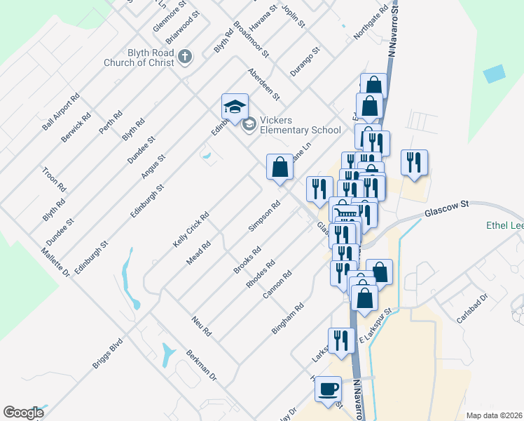 map of restaurants, bars, coffee shops, grocery stores, and more near 601 Simpson Road in Victoria