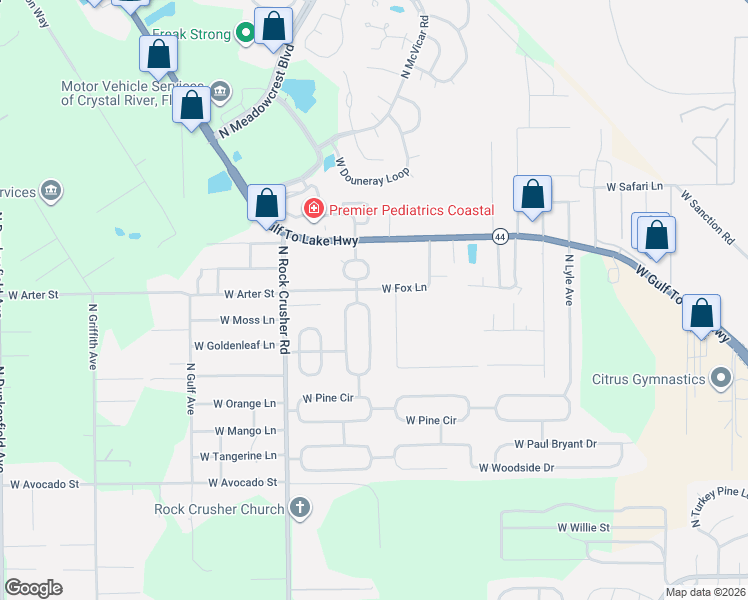 map of restaurants, bars, coffee shops, grocery stores, and more near 939 North Hollywood Circle in Crystal River